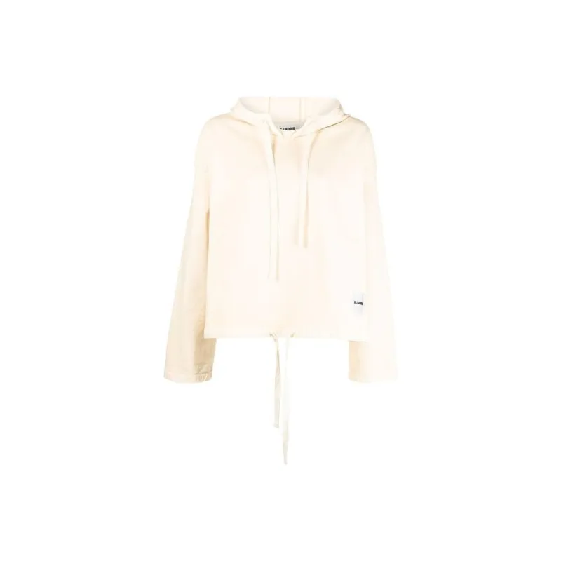 JIL SANDER + Drawstring Cropped Hoodie-0