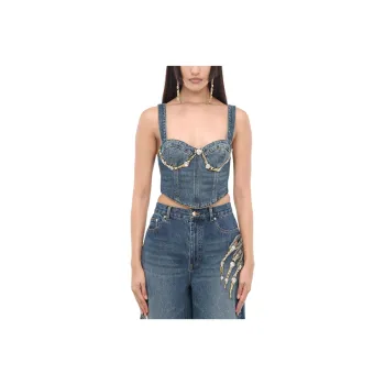 AREA Claw Cup Embellished Cropped Bustier Top
