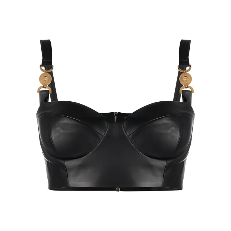 VERSACE Zipped Leather Top-0