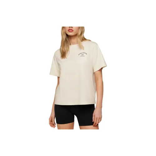 GYMSHARK T-Shirt Women's Beige White/Filing Brown