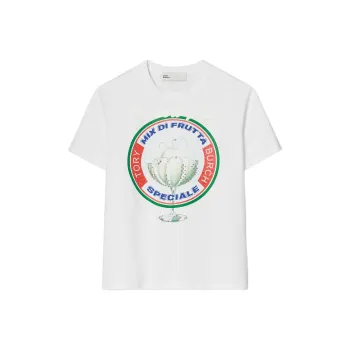 TORY BURCH Saint Ice Cream Print Crew Neck Short-Sleeved T-Shirt Women's White