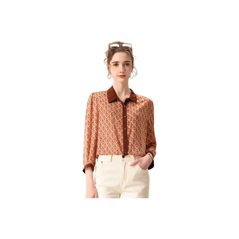 FENHONGMALI Shirt Women's Red Flower-0