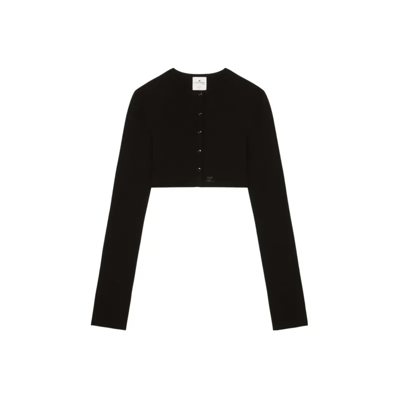 COURREGES Knit Cropped Cardigan 'Heritage White'-2