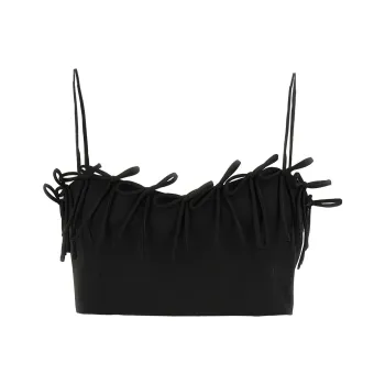 GANNI Drapey Bow Detailed Cropped Top