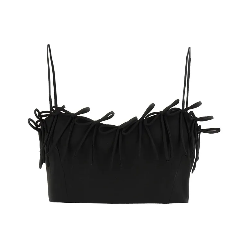 GANNI Drapey Bow Detailed Cropped Top-0