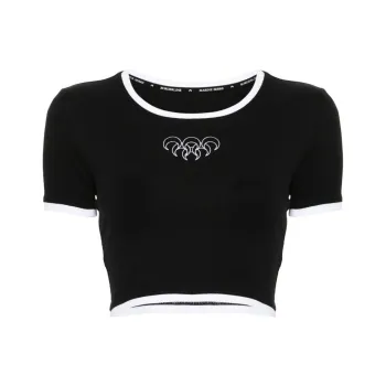 Marine Serre Contrasting trim Ribbed T shirt