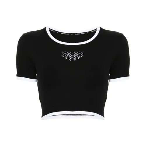 Marine Serre Contrasting trim Ribbed T shirt