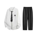 White Black White Stripes Tie Clothing Sets
