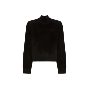 SCANLAN THEODORE Velvet Shoulder Pad Sweater Knitwear Women's BLACK/Black