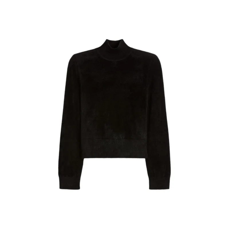 SCANLAN THEODORE Velvet Shoulder Pad Sweater Knitwear Women's BLACK/Black-0