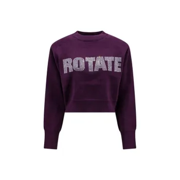 Rotate Rhinestone-Logo Cropped Sweatshirt