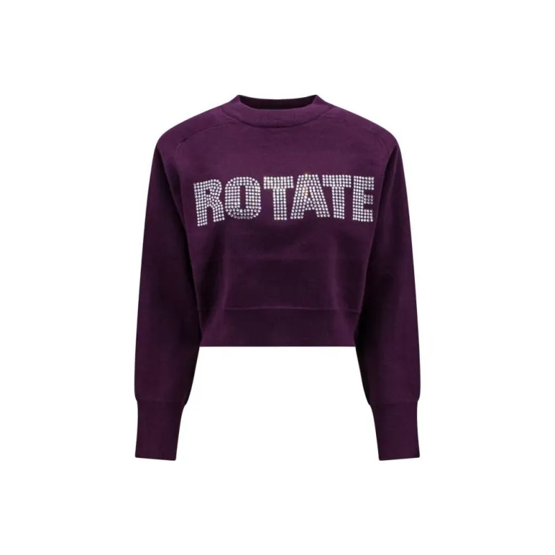 Rotate Rhinestone-Logo Cropped Sweatshirt-0