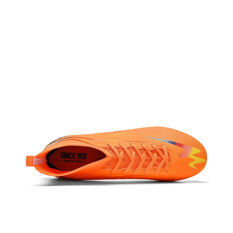Binary TF Rubber Broken Studs Cushioning Abrasion Resistant Lightweight Soccer Shoes Unisex Orange-2