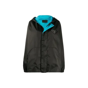 PRADA Gabardine Logo Jacket Black/Blue