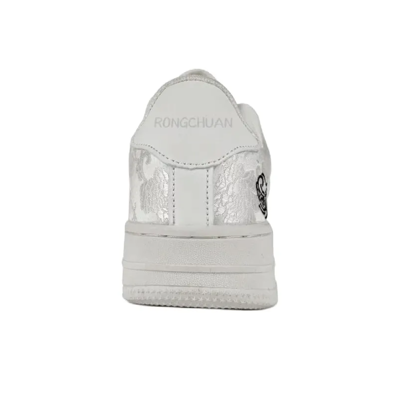 Rongchuan Slip Resistant, Abrasion Resistant, Lightweight, Height Increasing Low Top Skateboard Shoes Unisex White-4