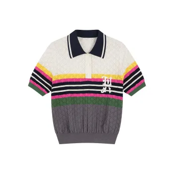 UOOYAA Polo Shirts Women's Stripes