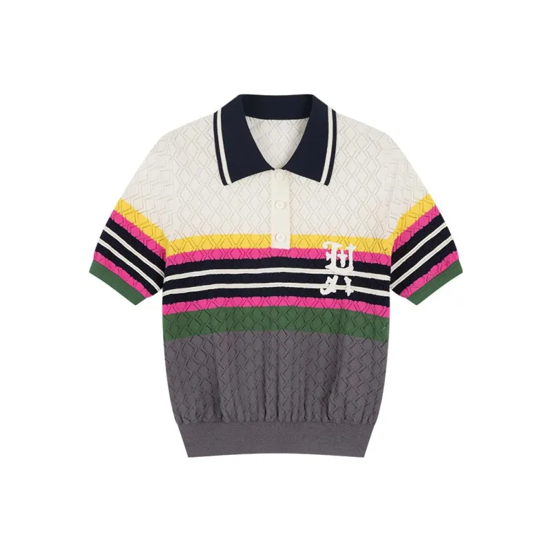 UOOYAA Polo Shirts Women's Stripes-0