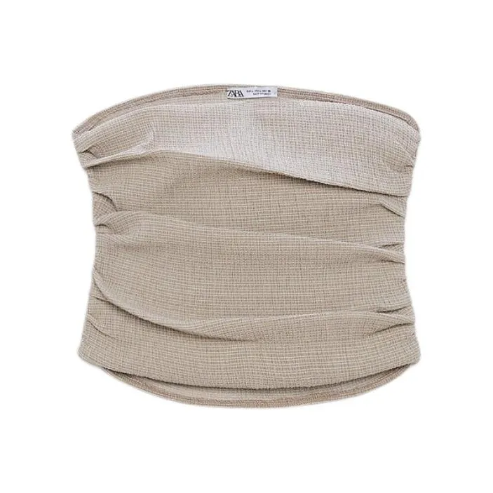 ZARA Strapless Top Women's Beige-0