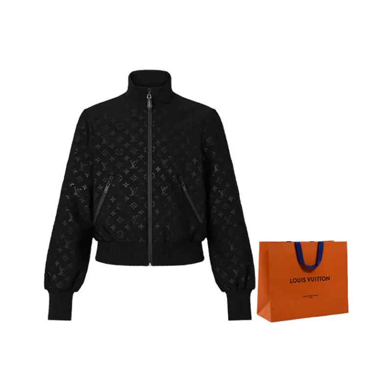 LOUIS VUITTON Embossed Monogram Zip Up Jacket-5