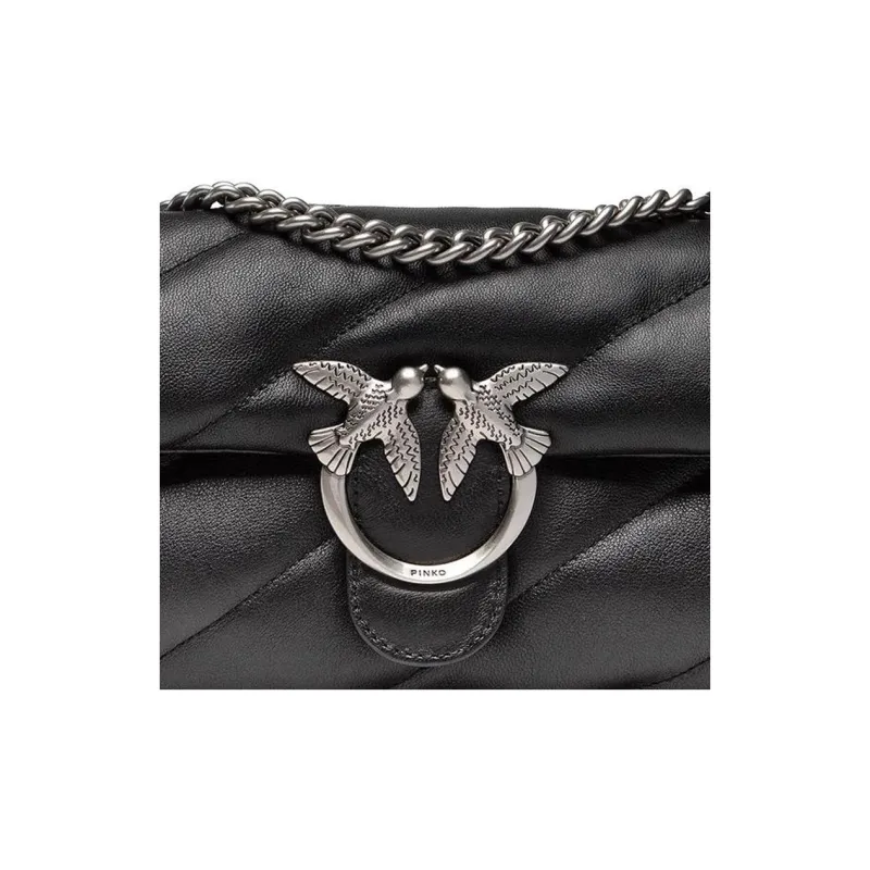 PINKO Leather Baguette Bag Crossbody Bag Shoulder Bag Small Size Women's Black-4
