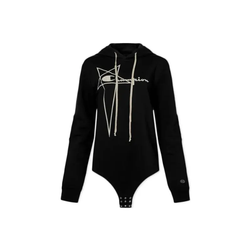 RICK OWENS Logo embroidered Organic cotton Hoodie-0