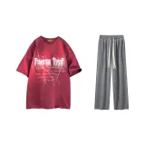 Clothing Set (Burgundy Top+Gray Pants)