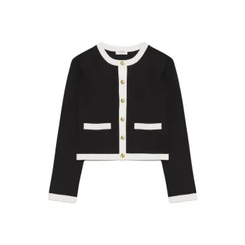 ARITZIA FW24 Babaton Approach Cardigan Knitwear Women's Black Light Birch/Black Light Birch Wood Color
