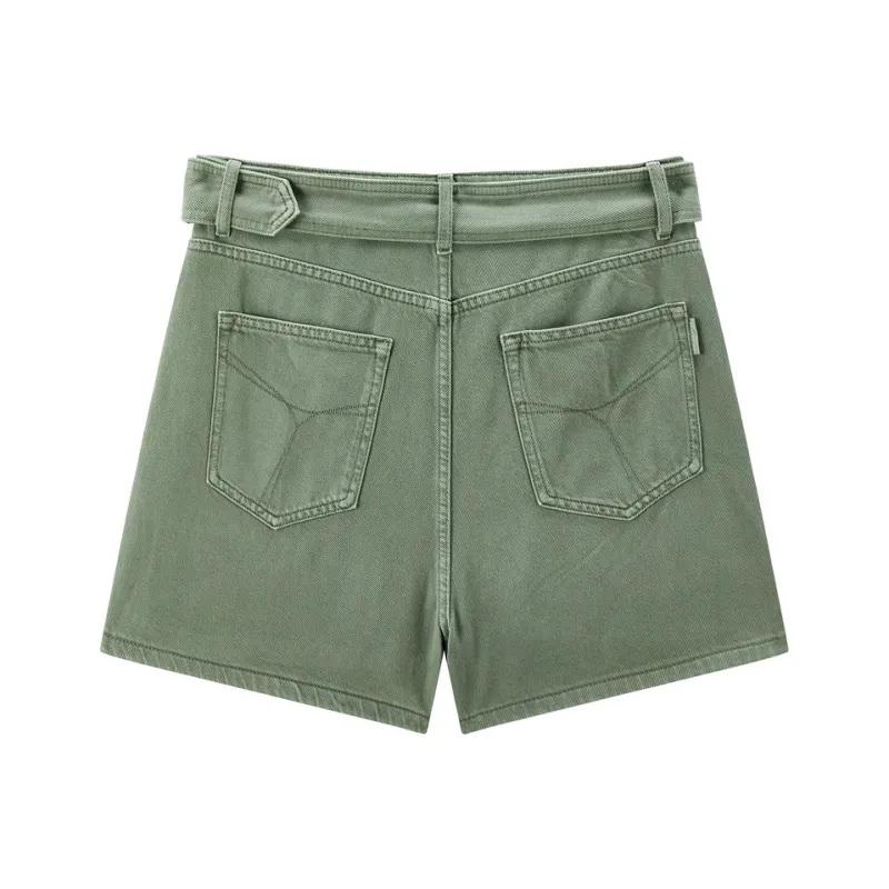 PEACEBIRD Denim Shorts Women's Green-1