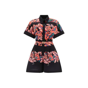 PINKO Floral-print Cotton Playsuit