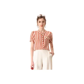 FENHONGMALI Shirt Women's Red Stripe