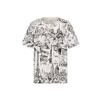 DIOR Patterned Print Crew Neck Short Sleeved T Shirt Women's Multicolor