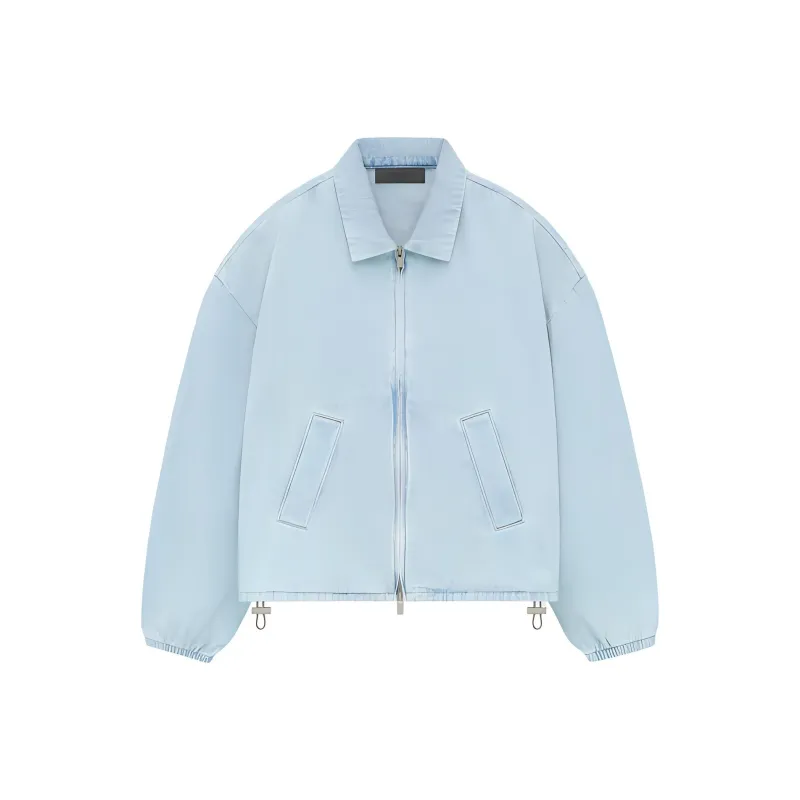 Fear Of God Essentials Women's Shell Bomber Light Wash Denim-0