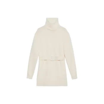 GUCCI Cashmere Wool With Gg Patch Turtleneck Top Ivory