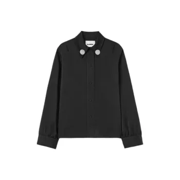JIL SANDER Detachable Jewel Clip Detailed Satin Shirt
