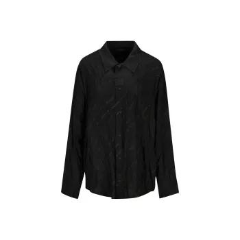 Balenciaga Allover Logo Printed Long-Sleeved Shirt