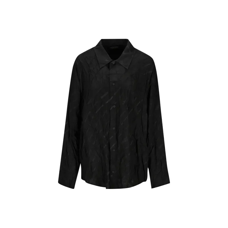 Balenciaga Allover Logo Printed Long-Sleeved Shirt-0