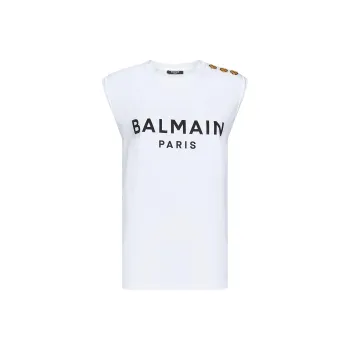BALMAIN Logo Printed Sleeveless Tank Top