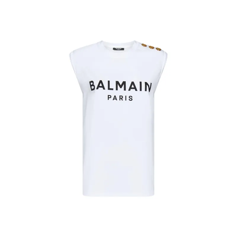 BALMAIN Logo Printed Sleeveless Tank Top-0
