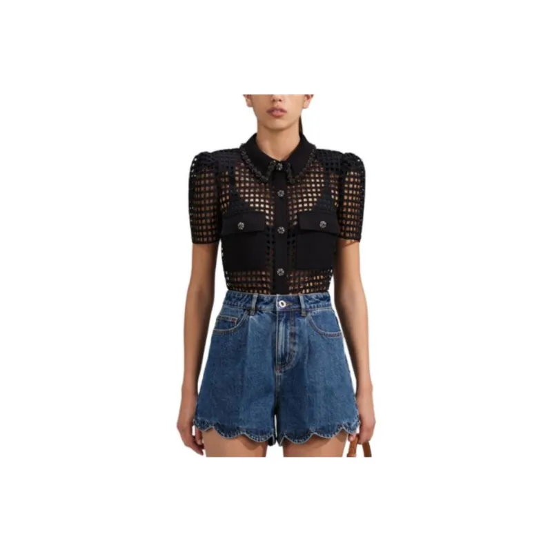 Self portrait Shirts Women's Classic Black-0