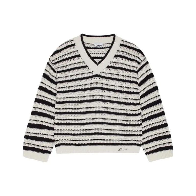 GANNI Striped Open knit Jumper-0