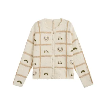 ZIHAN Knitwear Women's Beige Base With Embroidery
