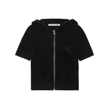 Alexander Wang Logo Embossed Cropped Hoodie