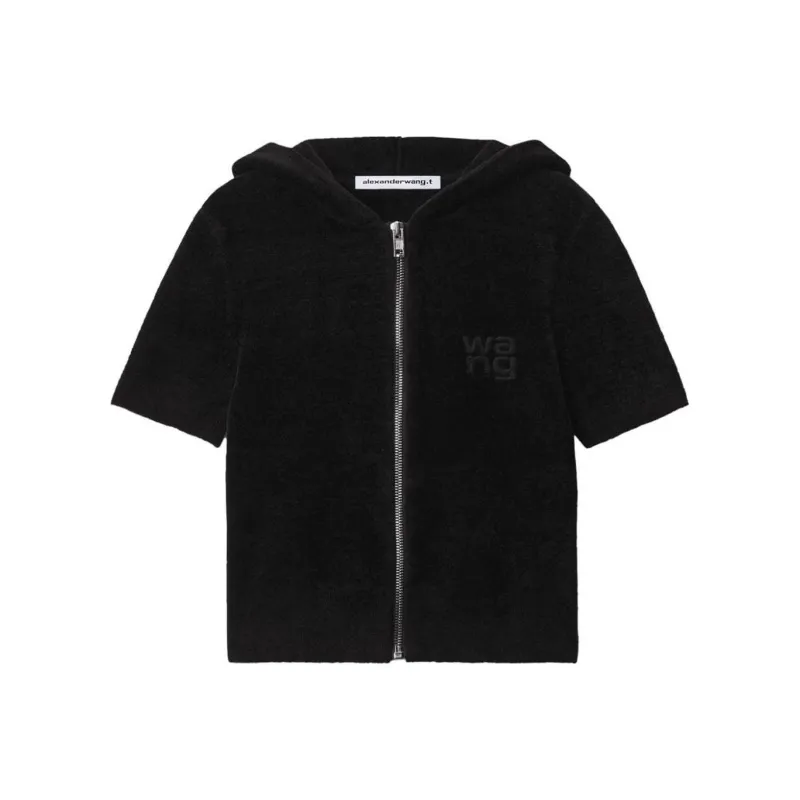 Alexander Wang Logo Embossed Cropped Hoodie-0