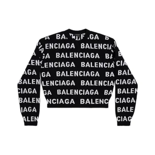 Balenciaga Logo Intarsia Knit Crewneck Jumper