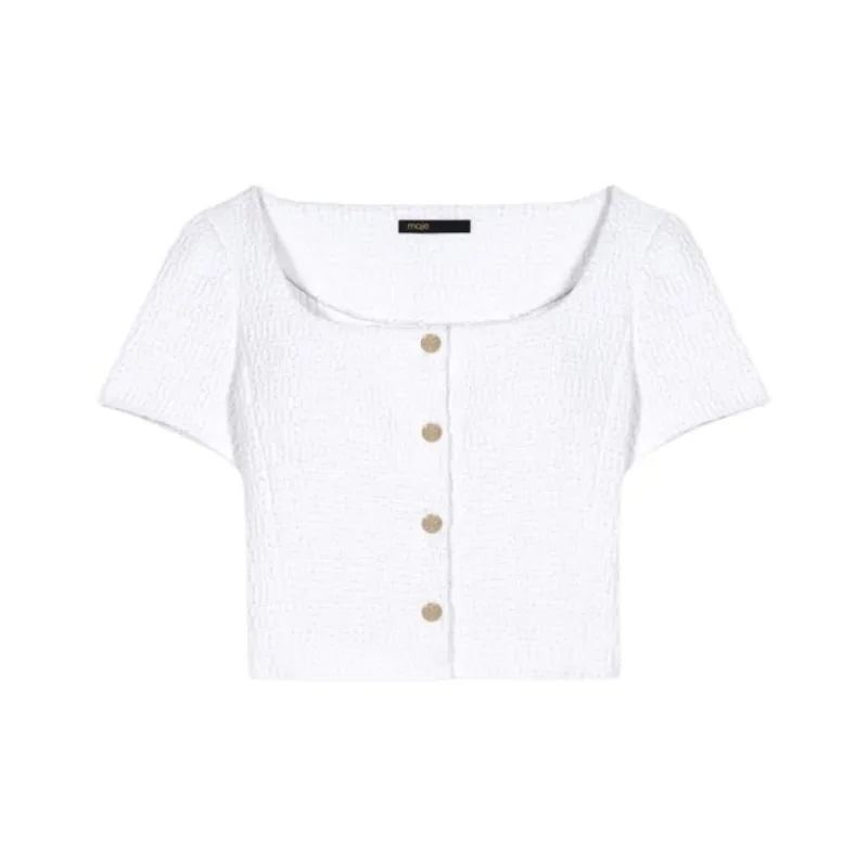 Maje Cropped Tweed Jacket-0