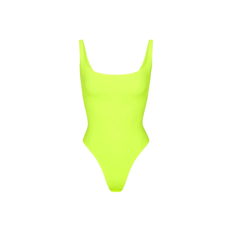 SKIMS FITS EVERYBODY SQUARE NECK BODYSUIT Bodysuits Women's Green Highlighter/Green Neon Pen-0