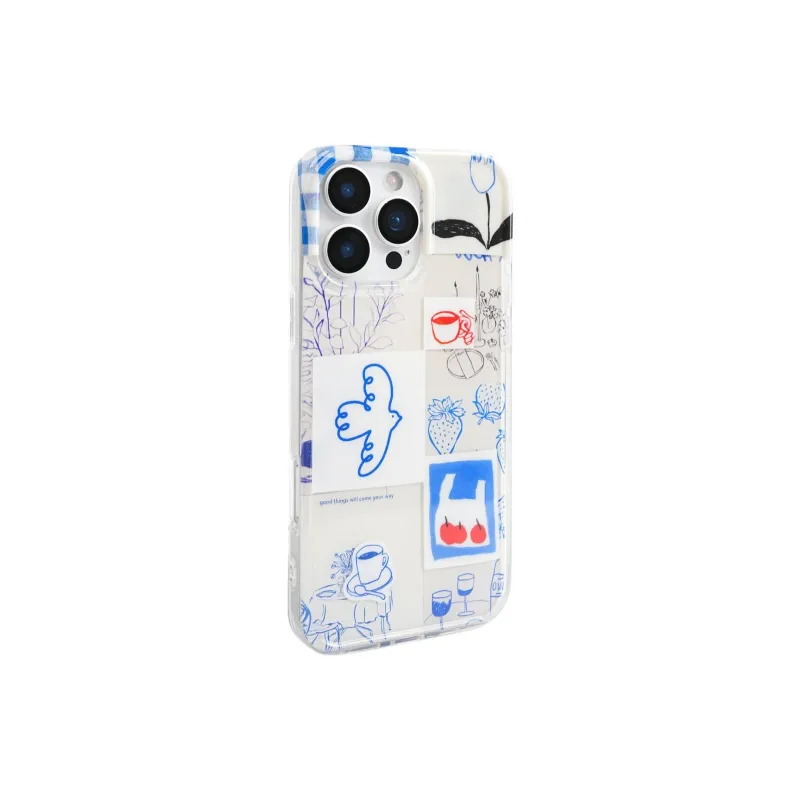 Sopi Acrylic Material Line Coffee Strawberry Bird Phone Cases Compatible With IPhone 16/15 Pro Max/Apple 13/14 Pro/Max-3