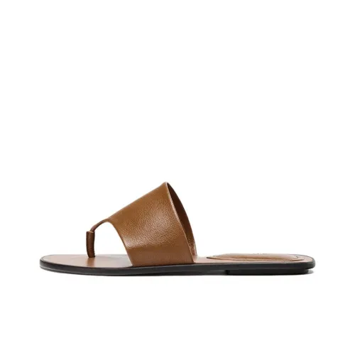 ZARA Rubber Sole Slip Resistant Flip Flops Women's Brown