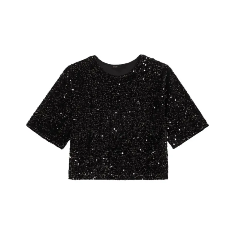 Maje Sequinned Velvet Top-0