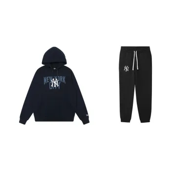 New Era Dark Blue Hoodie Fleece-Lined Sweatpants Set Unisex